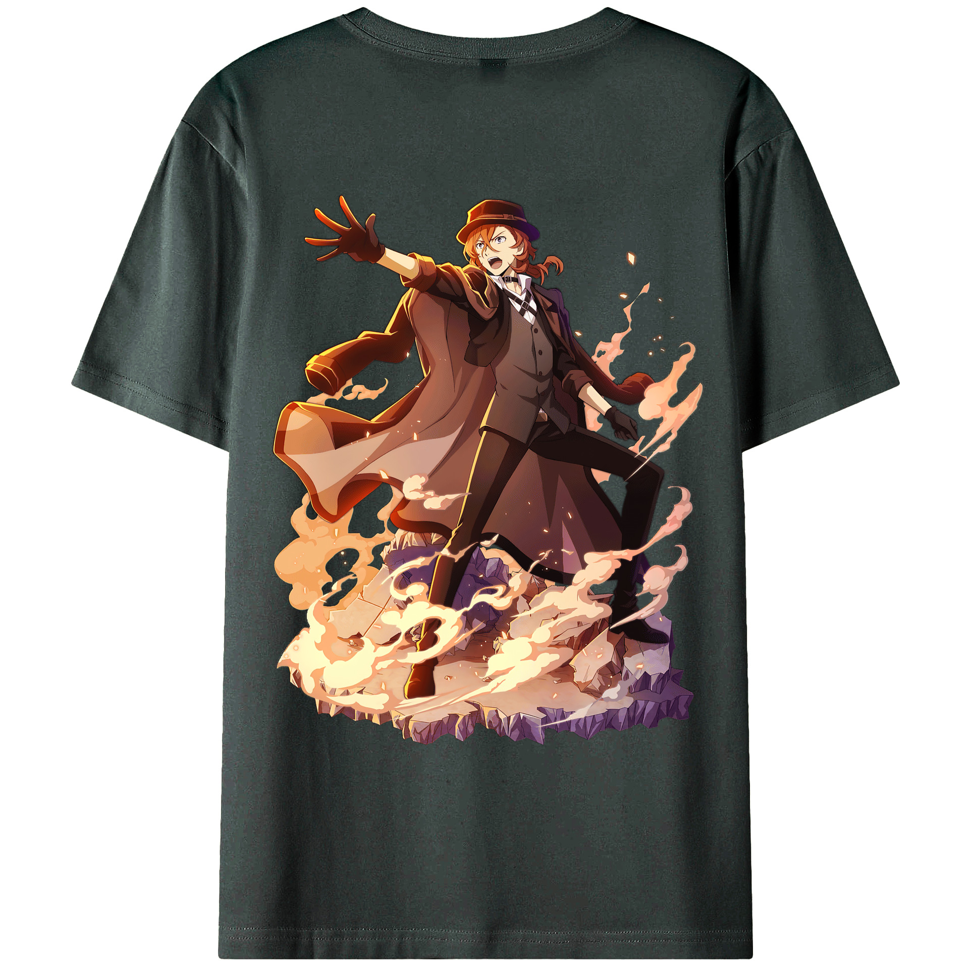 （画像用） 文豪ストレイドッグス Bungo Stray Dogs 綿100％ メンズ半袖Tシャツ（バックプリント） 通気性